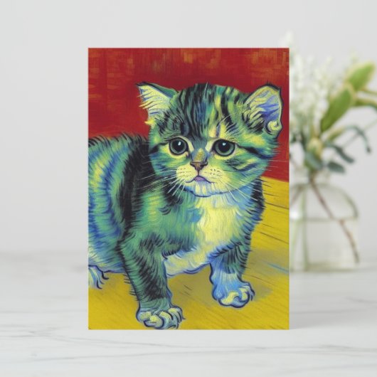 Van Gogh Tabby Cat Kaart (Staand voorkant)