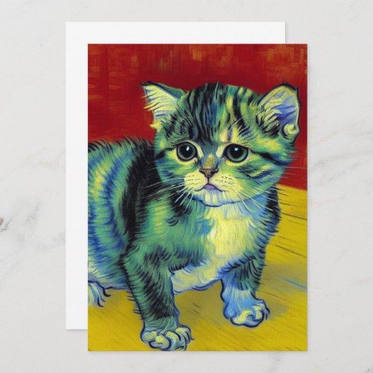 Van Gogh Tabby Cat Kaart (Voorkant / Achterkant)