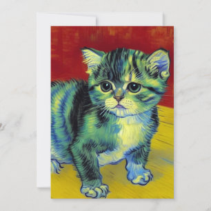 Van Gogh Tabby Cat Kaart