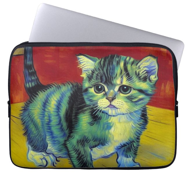 Van Gogh Tabby Cat Laptop Sleeve (Voorkant)