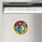 Van Gogh Tabby Cat Magneet (Insitu (Vaatwasser))