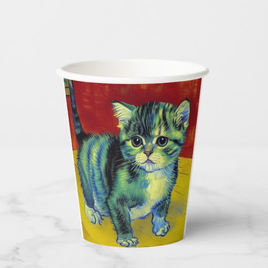 Van Gogh Tabby Cat Papieren Bekers (Voorkant)