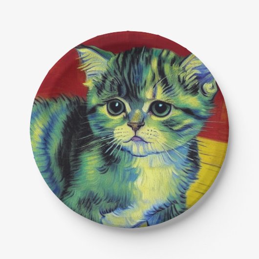 Van Gogh Tabby Cat Papieren Bordje (Voorkant)