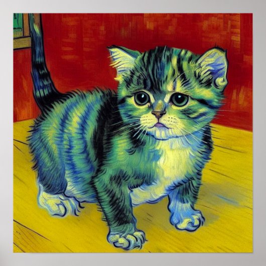 Van Gogh Tabby Cat Poster (Voorkant)
