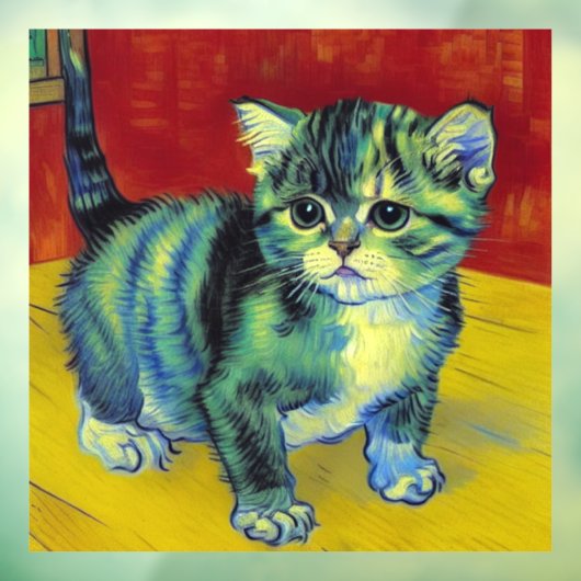 Van Gogh Tabby Cat Raamsticker (Vel 3)