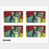 Van Gogh Tabby Cat Rechthoekige Sticker (Vel)