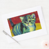 Van Gogh Tabby Cat Rechthoekige Sticker (Envelop)