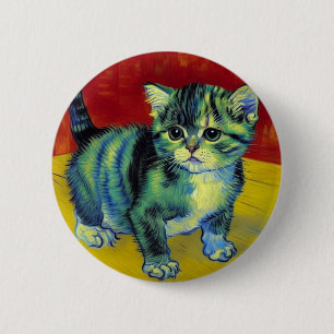 Van Gogh Tabby Cat Ronde Button 5,7 Cm
