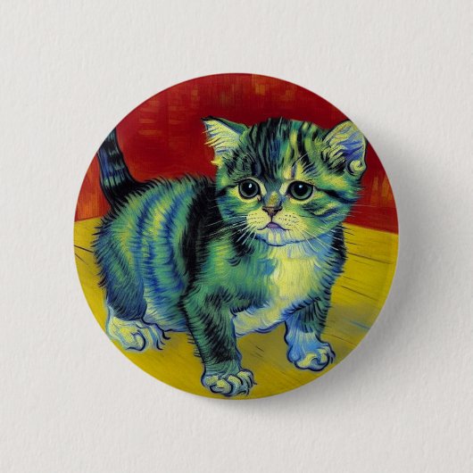 Van Gogh Tabby Cat Ronde Button 5,7 Cm (Voorkant)
