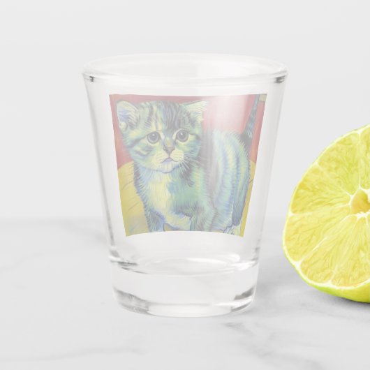 Van Gogh Tabby Cat Shot Glas (Achterkant)