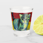 Van Gogh Tabby Cat Shot Glas (Voorkant)