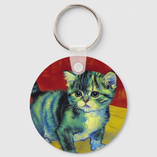 Van Gogh Tabby Cat Sleutelhanger (Voorkant)