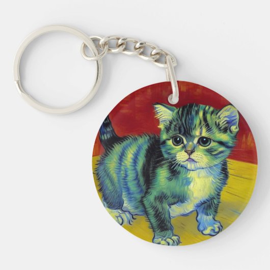 Van Gogh Tabby Cat Sleutelhanger (Voorkant)