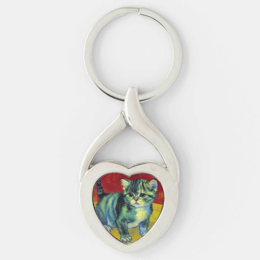 Van Gogh Tabby Cat Sleutelhanger (Voorkant)