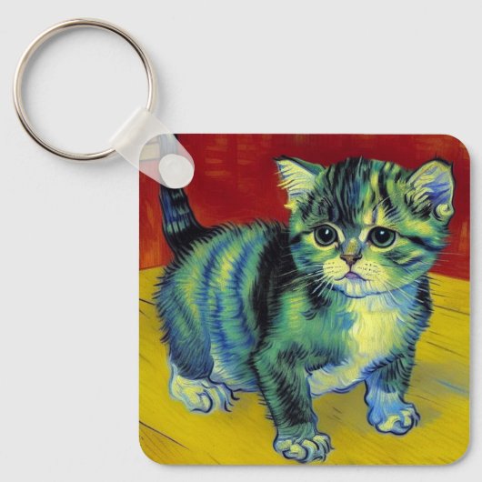Van Gogh Tabby Cat Sleutelhanger (Voorkant)