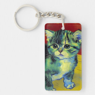 Van Gogh Tabby Cat Sleutelhanger