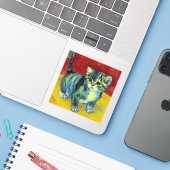 Van Gogh Tabby Cat Sticker (Laptop met iPhone)
