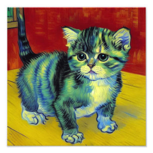 Van Gogh Tabby Kat Foto Afdruk