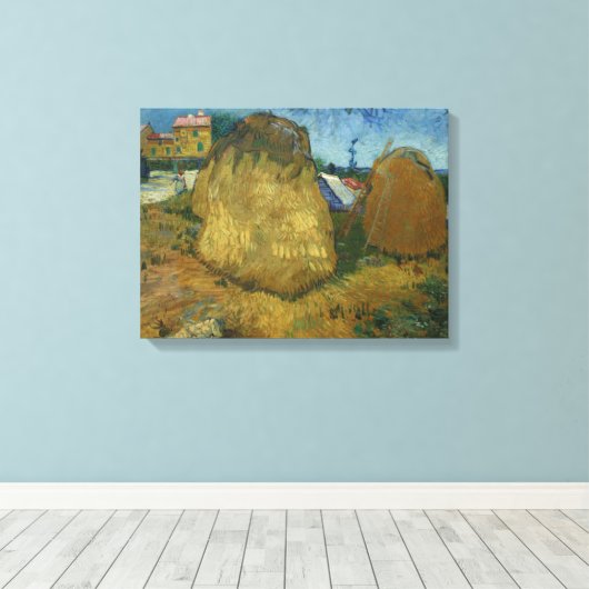 Van Gogh TarweStacks in Provence Canvas Afdruk (Insitu (Houten vloer))