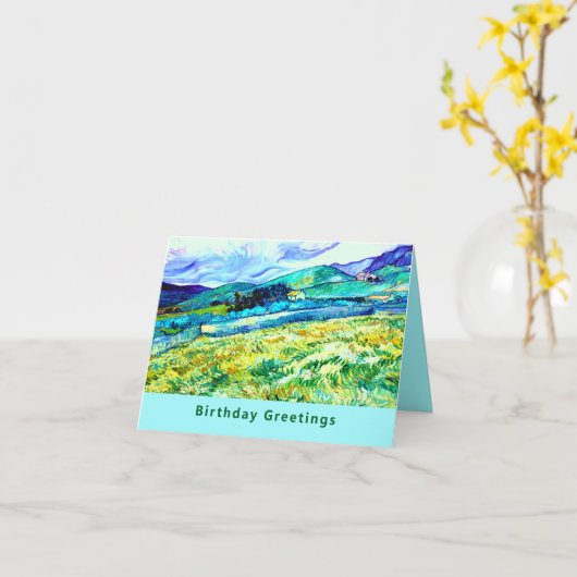 VAN GOGH "Tarweveld achter Saint Paul" Verjaardag Kaart (Gele Bloem)