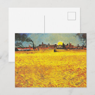 Van Gogh Tarweveld bij Sunset Classic Landschap Briefkaart