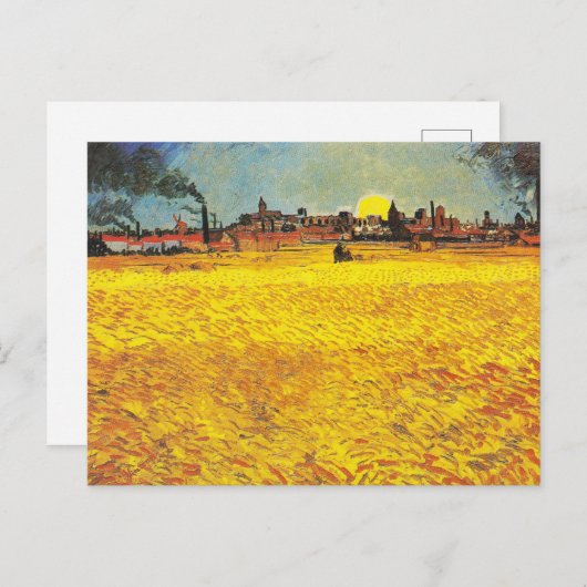 Van Gogh Tarweveld bij Sunset Classic Landschap Briefkaart (Voorkant / Achterkant)