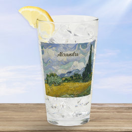 Van Gogh Tarweveld met cipressen Aangepaste naam Glas