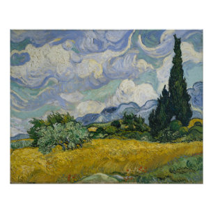Van Gogh Tarweveld met Cipressen Bekende Kunst Perfect Poster