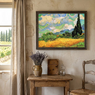 Van Gogh Tarweveld met cipressen bij Haute Galline Poster