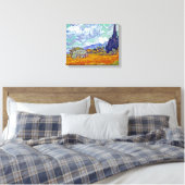 Van Gogh - Tarweveld met cipressen Canvas Afdruk (Insitu (Slaapkamer))