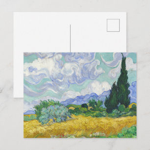 Van Gogh Tarweveld met cipressen Kunst Briefkaart