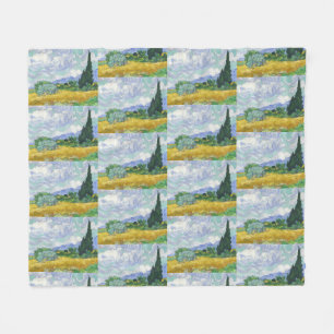 Van Gogh Tarweveld met cipressen Kunst Fleece Deken