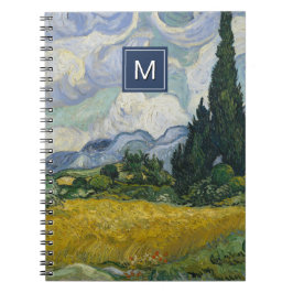Van Gogh Tarweveld met cipressen Kunst Monogram Notitieboek