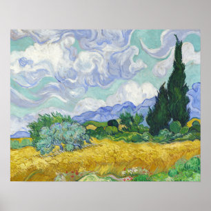 Van Gogh Tarweveld met cipressen Kunst Poster