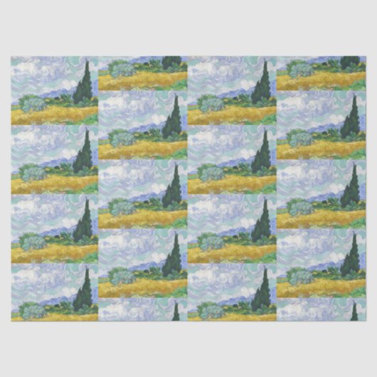 Van Gogh Tarweveld met cipressen Kunst Tissuepapier (Voorkant)