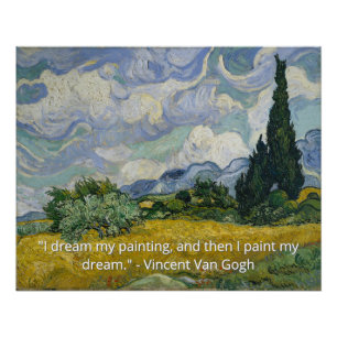 Van Gogh Tarweveld met cipressen Kunstcitaat Perfect Poster