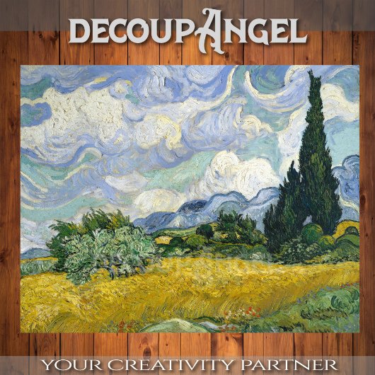 Van Gogh- Tarweveld met cipressen ontkoppeling Tissuepapier