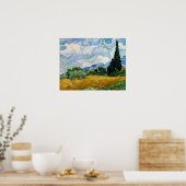 Van Gogh - Tarweveld met cipressen Poster (Keuken)