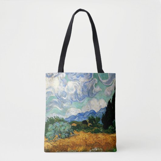 Van Gogh - Tarweveld met cipressen Tote Bag (Voorkant)