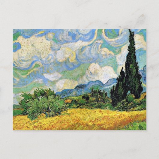 Van Gogh - Tarweveld met Cypresse Briefkaart (Voorkant)