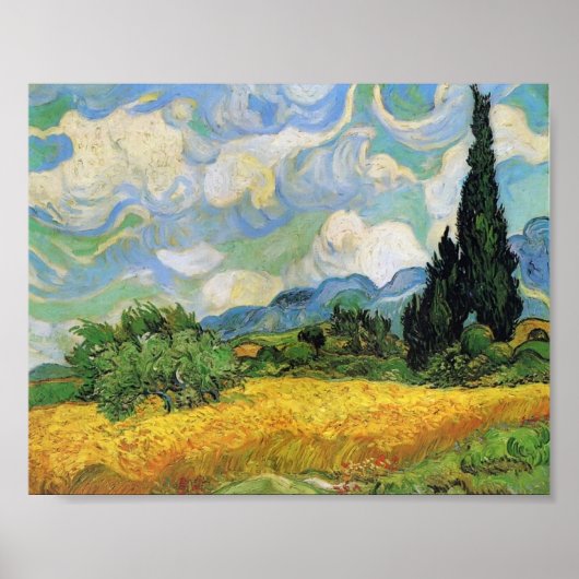 Van Gogh - Tarweveld met Cypresse Poster (Voorkant)