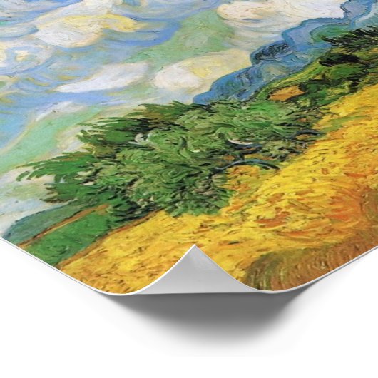 Van Gogh - Tarweveld met Cypresse Poster (Hoek)