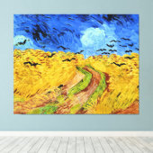 Van Gogh - Tarweveld met kraaien, beroemd schilder Canvas Afdruk (Insitu (Houten vloer))