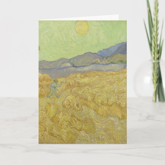 Van Gogh Tarweveld met maaier - Gouden Zon Kaart (Voorkant)