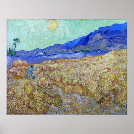 Van Gogh - Tarweveld met maaier Poster (Voorkant)