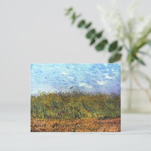 Van Gogh: Tarweveld met oppies en Lark Briefkaart (Staand voorkant)