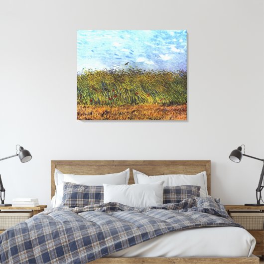 Van Gogh: Tarweveld met papavers en Lark Canvas Afdruk (Insitu (Slaapkamer))