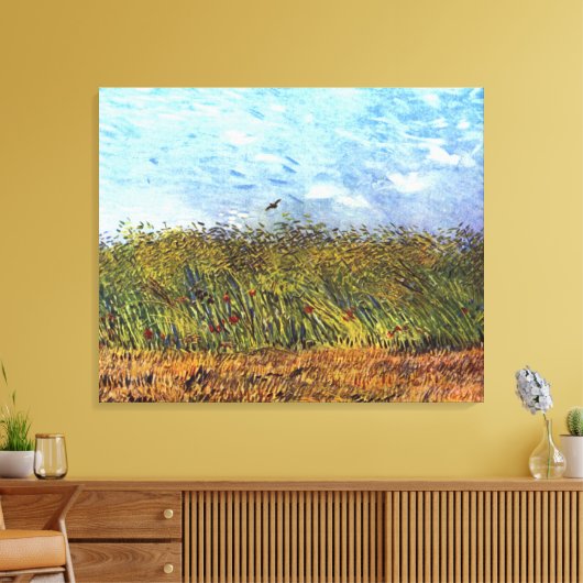 Van Gogh: Tarweveld met papavers en Lark Canvas Afdruk (Insitu (Woonkamer))