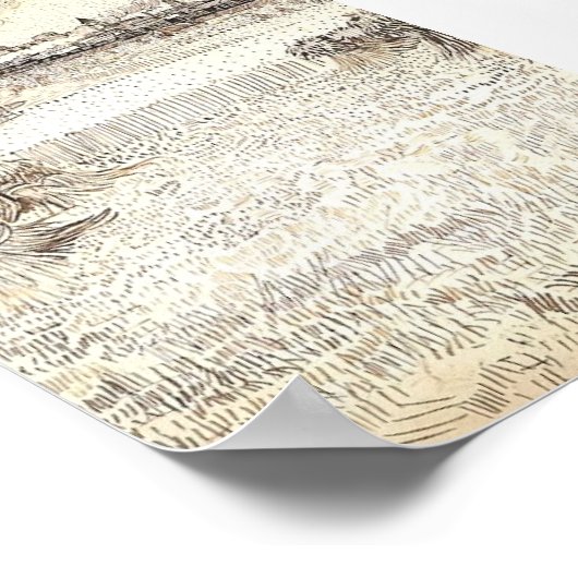 Van Gogh - Tarweveld met schaafjes en palen Poster (Hoek)