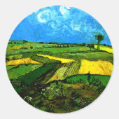 Van Gogh - Tarwevelden bij Auvers Ronde Sticker (Voorkant)